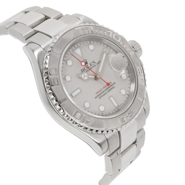 Pre Owned Rolex Grey Stainless Steel and Platinum Yachtmaster 16622 Men's Wristwatch 40MM