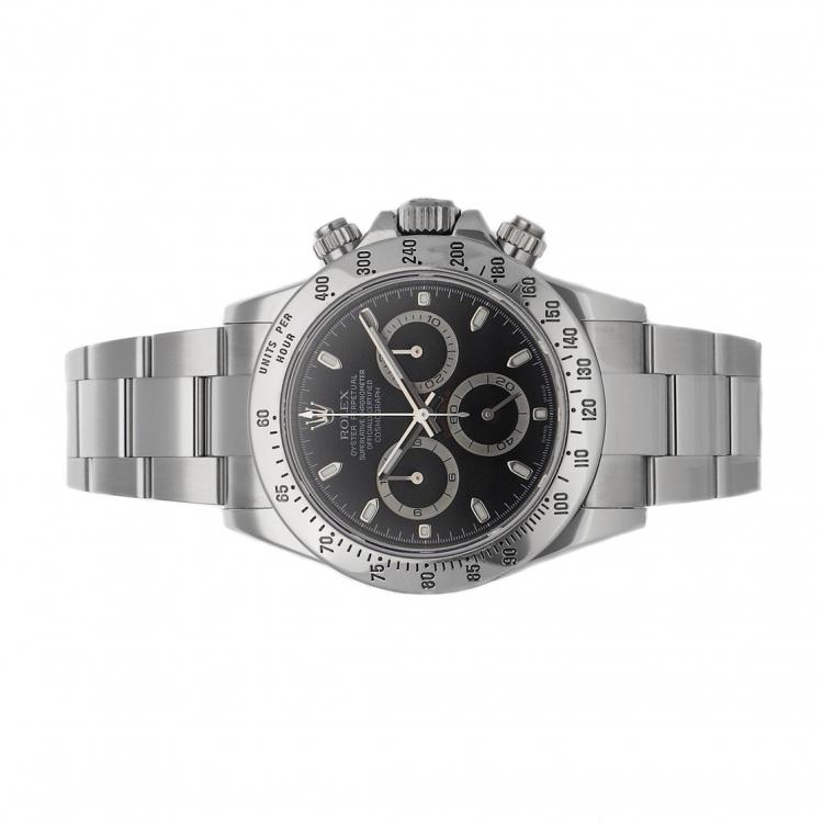 Pre Owned Rolex Black Stainless Steel Daytona 116520 Men's Wristwatch 40 mm