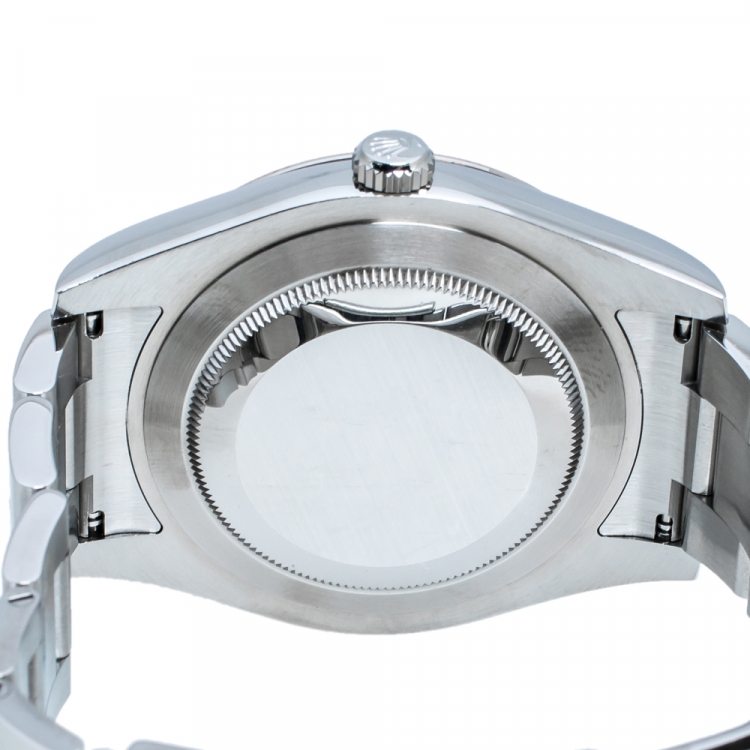 Pre Owned Rolex Grey Sunburst 18K White Gold Stainless Steel Diamond Datejust 116334 Men's Wristwatch 41 mm