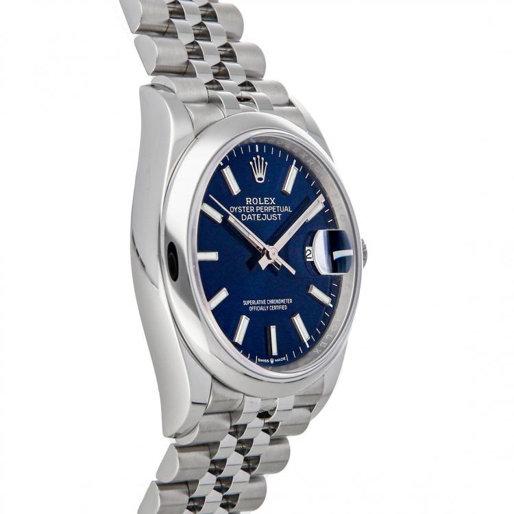 Pre Owned Rolex Blue Stainless Steel Datejust 126200 Men's Wristwatch 36 MM