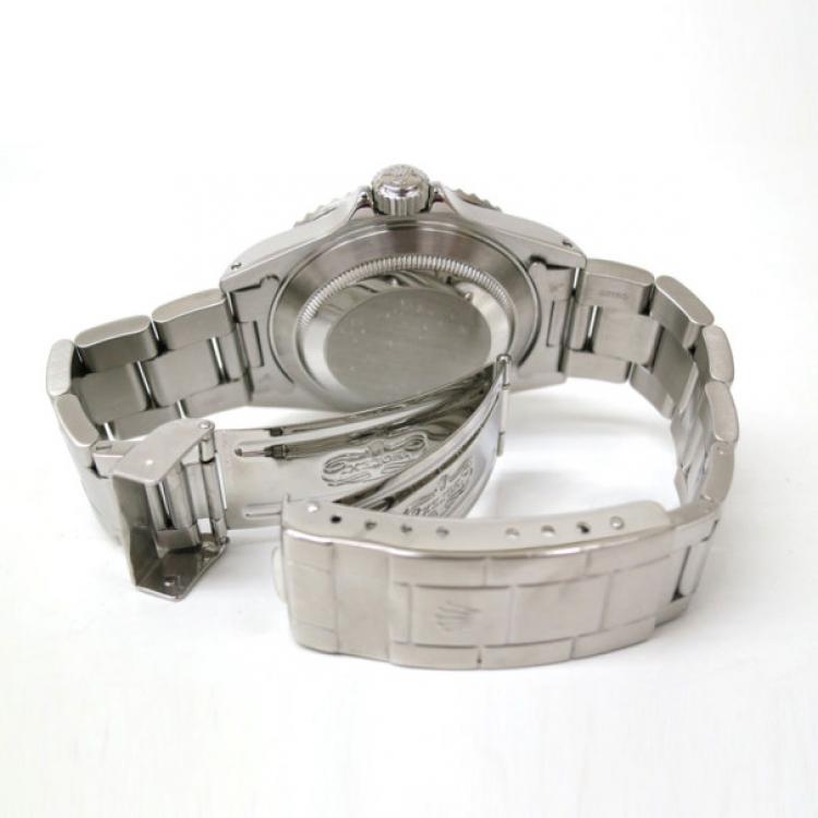 Pre Owned Rolex Submariner Non Date Wristwatch SS Black Silver Mens 
