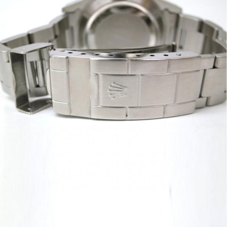 Pre Owned Rolex Submariner Non Date Wristwatch SS Black Silver Mens 