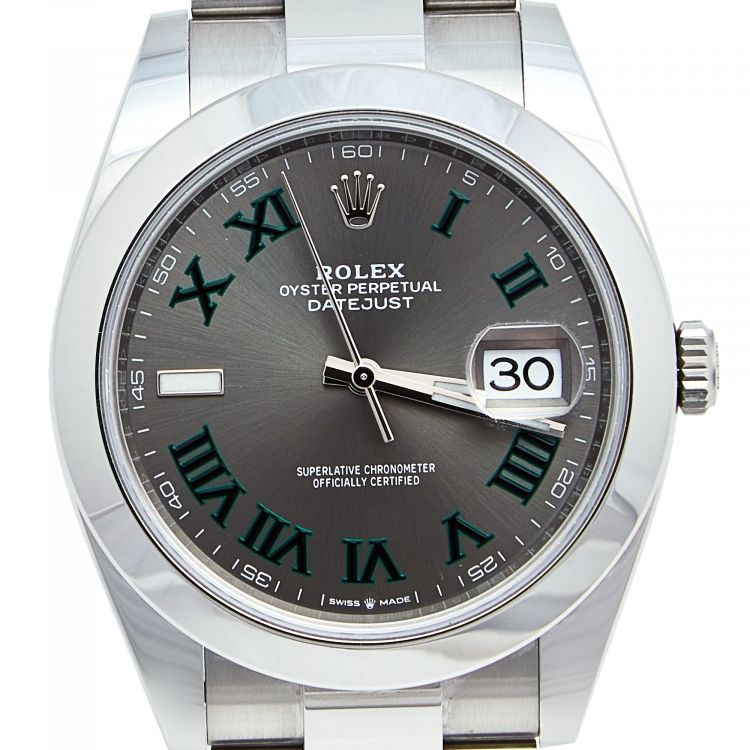 مملوكة مسبقًا Rolex Slate Grey Stainless Steel Datejust 126300 Men's Wristwatch 41 mm