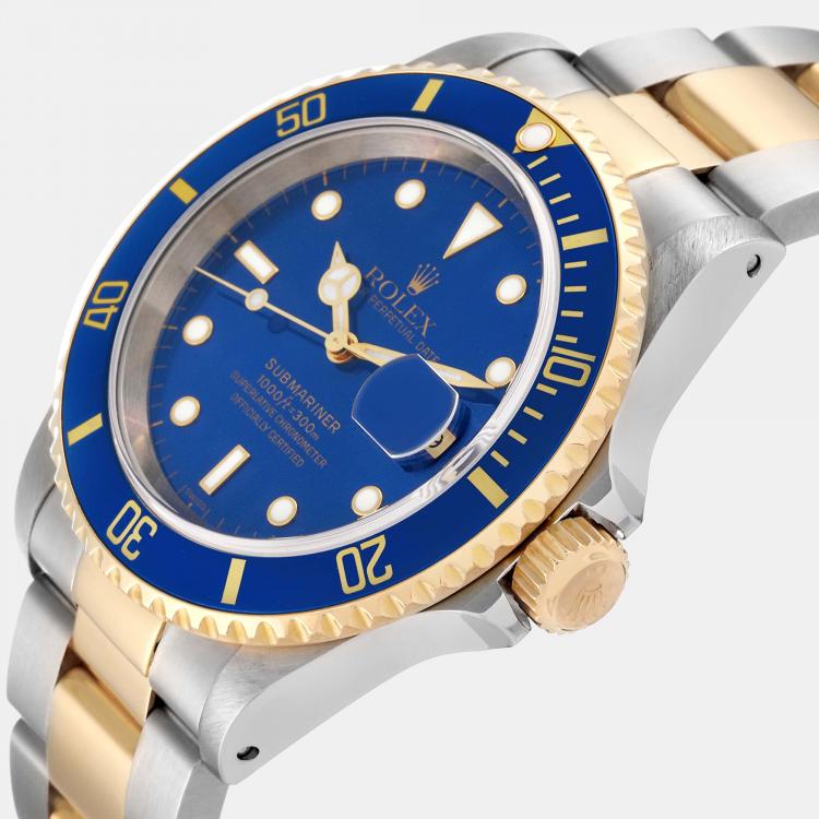 Rolex Submariner Blue Dial Steel Yellow Gold Men s Watch 16613 40