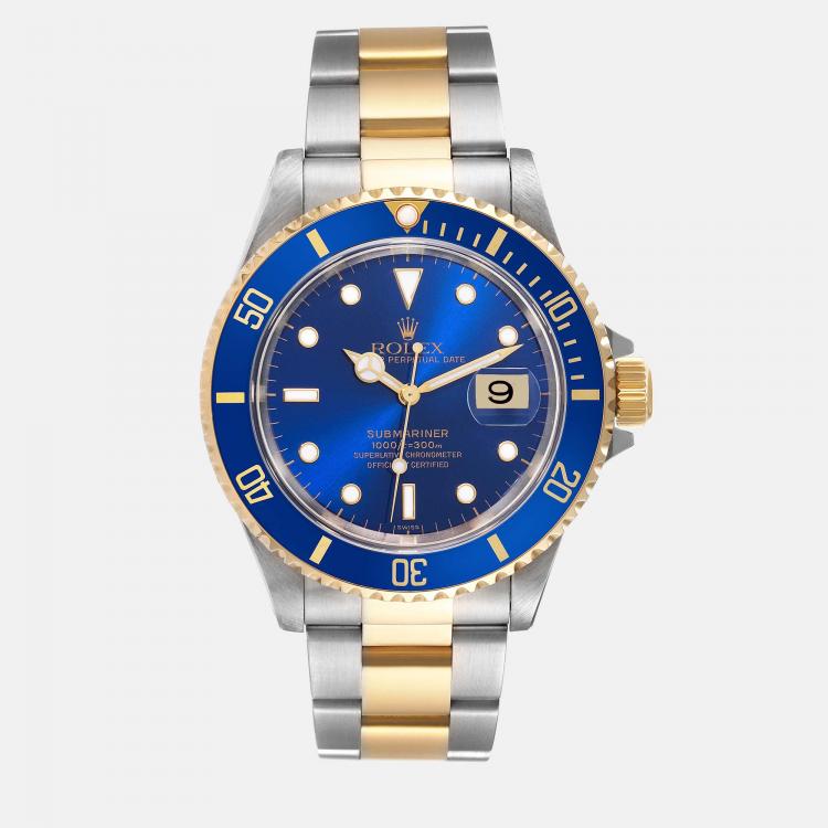 Rolex Submariner Blue Dial Steel Yellow Gold Men s Watch 16613 40