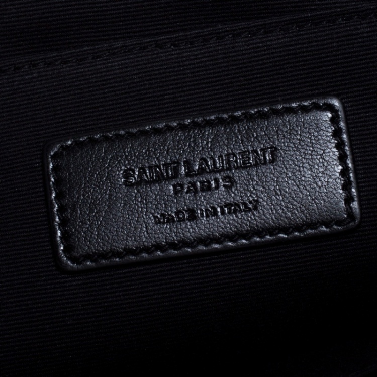 Pre Owned Saint Laurent Black Croc Embossed Zipped Tablet Holder                    