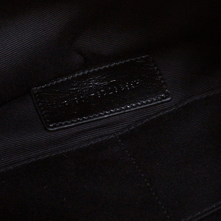 Pre Owned Saint Laurent Black Croc Embossed Zipped Tablet Holder                    