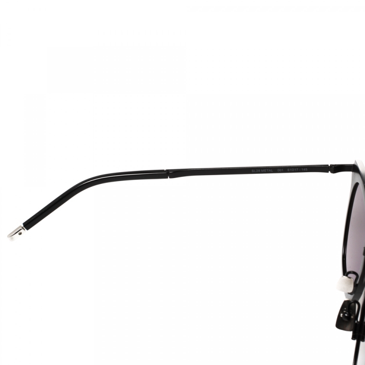 Pre Owned Saint Laurent Black/Grey SL28 Aviator Sunglasses