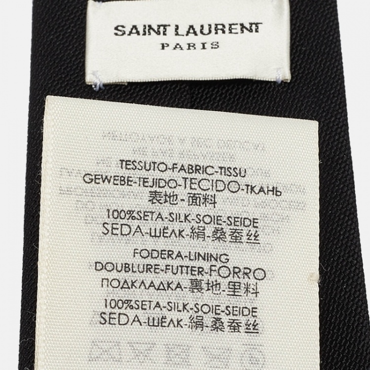 Pre Owned Saint Laurent Paris Black Silk Skinny Tie 