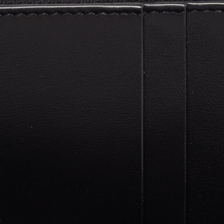 Pre Owned Saint Laurent Black Leather Zip Card Case