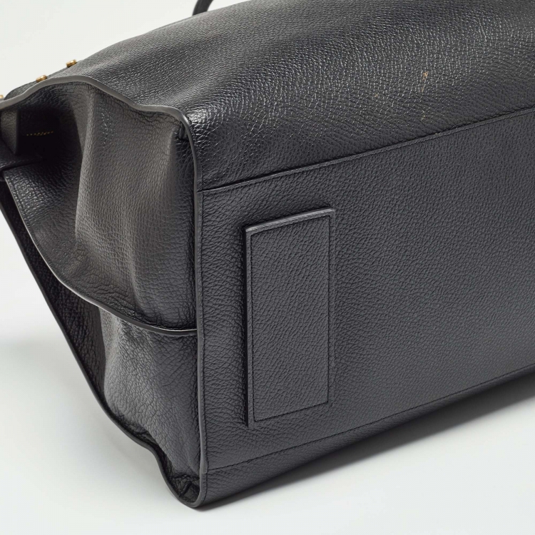 Pre Owned Saint Laurent Black Leather Sac De Jour Duffle Bag