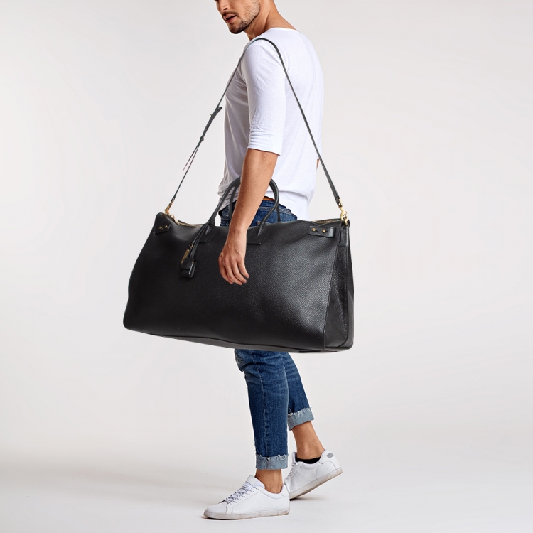 Pre Owned Saint Laurent Black Leather Sac De Jour Duffle Bag