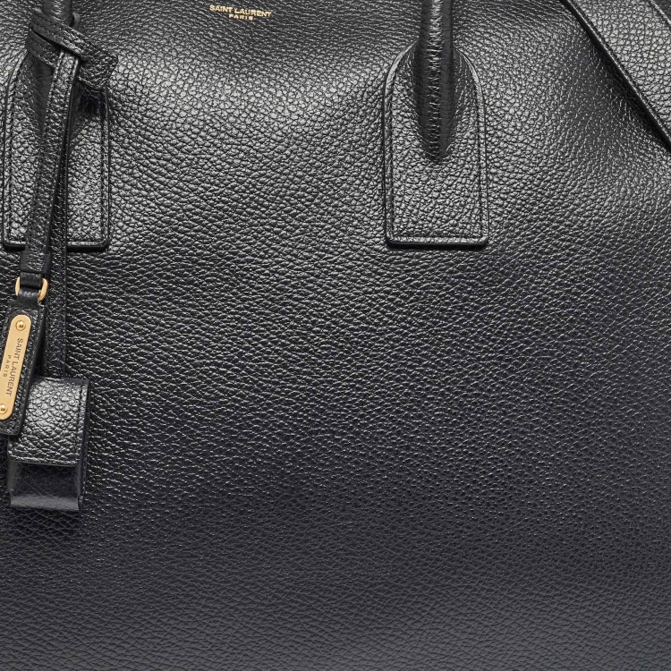Pre Owned Saint Laurent Black Leather Sac De Jour Duffle Bag