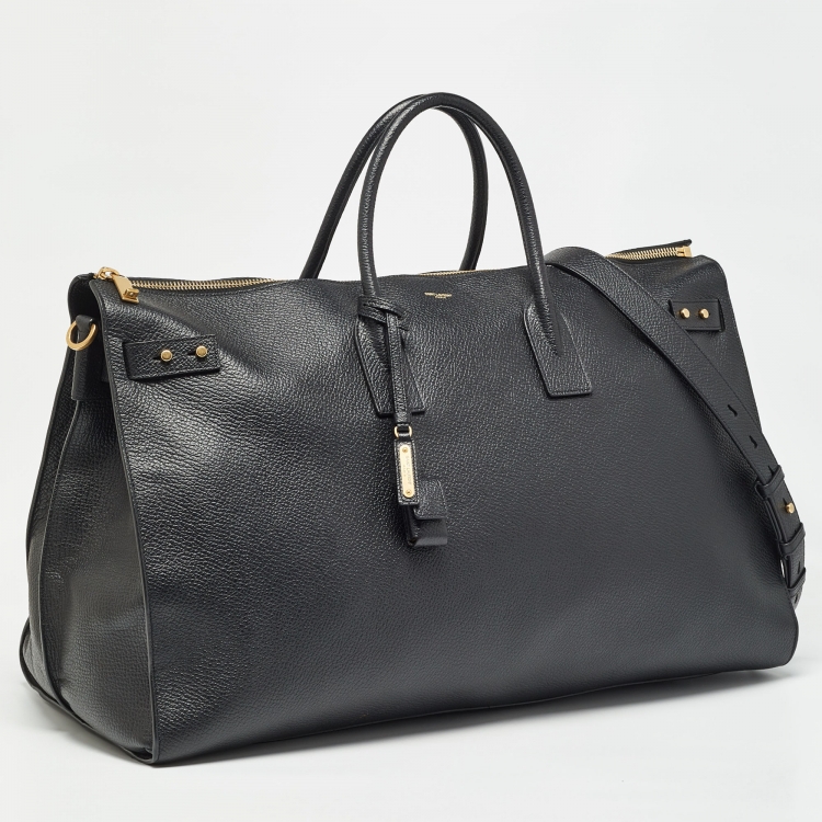 Pre Owned Saint Laurent Black Leather Sac De Jour Duffle Bag