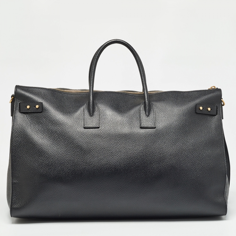 Pre Owned Saint Laurent Black Leather Sac De Jour Duffle Bag