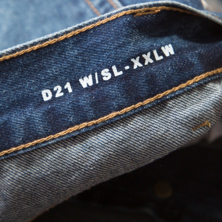 Pre Owned Saint Laurent Paris Indigo Dark Wash Faded Effect Denim Logo Embroidered Jeans S 