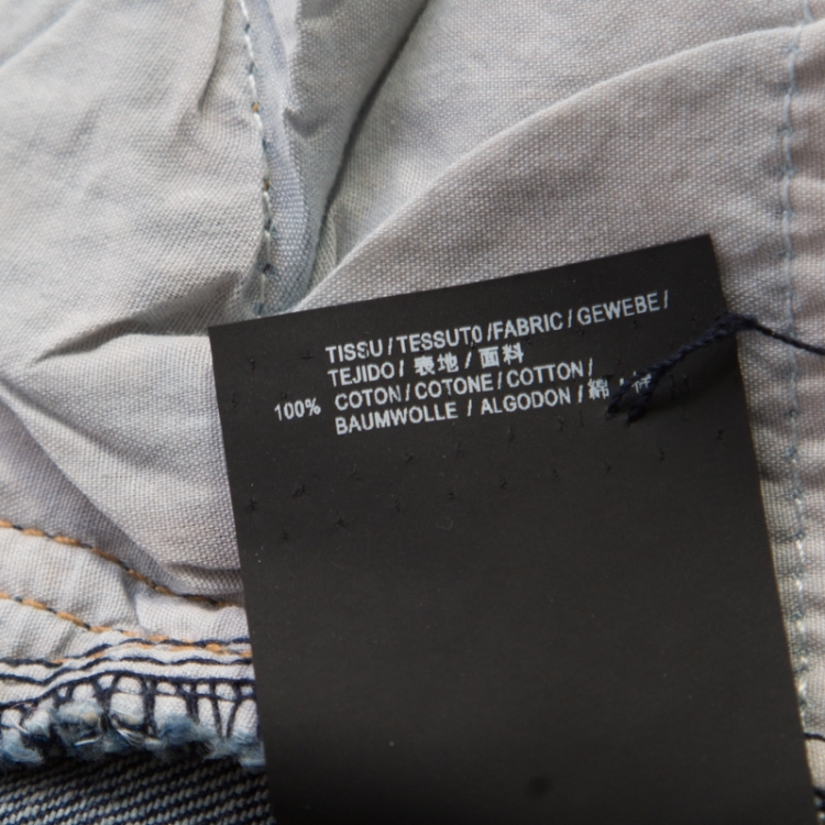 Pre Owned Saint Laurent Paris Indigo Dark Wash Faded Effect Denim Logo Embroidered Jeans S 