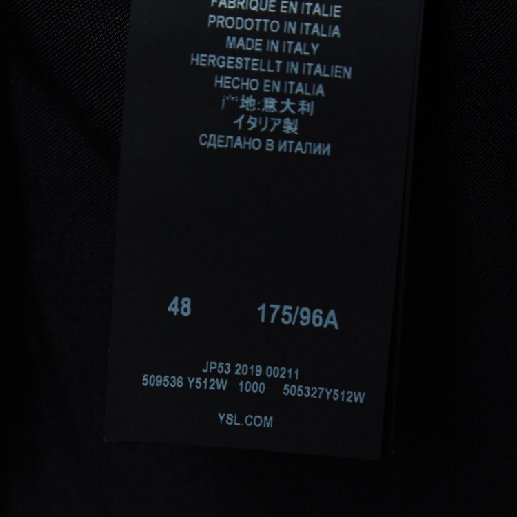 Pre Owned Saint Laurent Paris Black Single Breasted Suit Set M