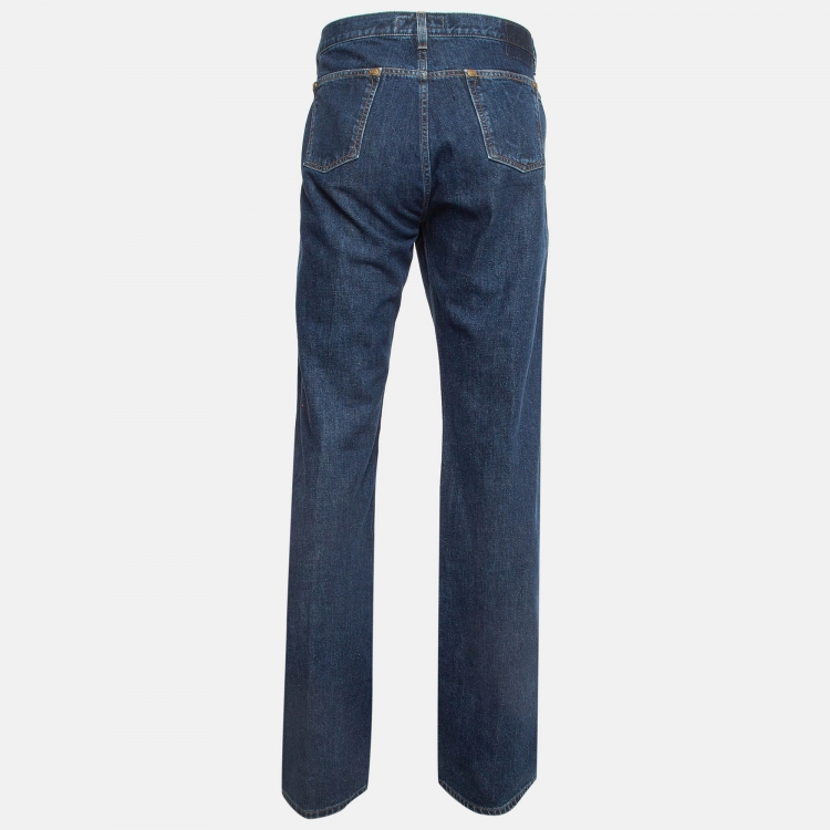 Pre Owned Saint Laurent Dark Blue Denim Straight Leg Jeans XXL Waist 38"
