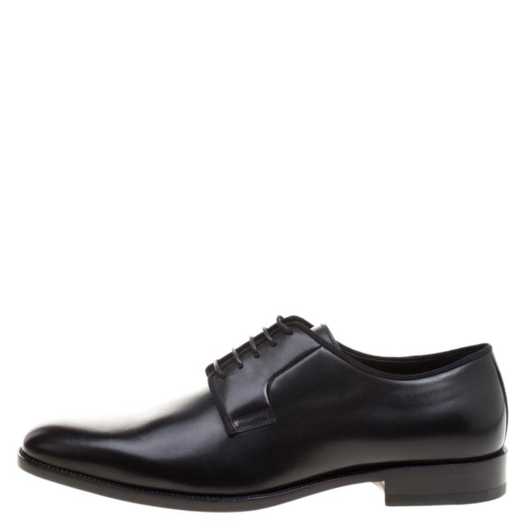 Pre Owned Saint Laurent Paris Black Leather Lace Up Derby Size 45