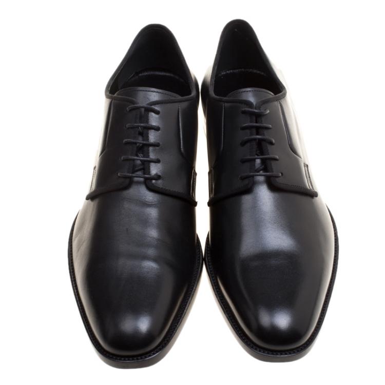 Pre Owned Saint Laurent Paris Black Leather Lace Up Derby Size 45