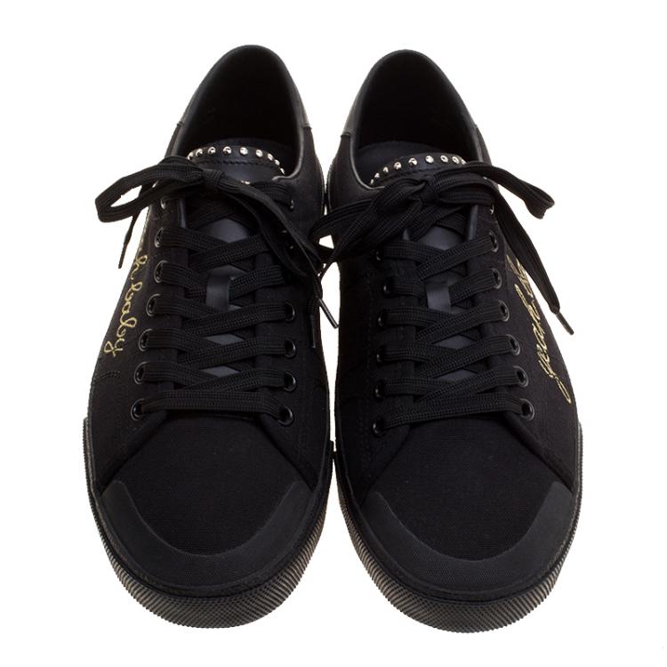 Pre Owned Saint Laurent Paris Black Signature Court Classic Yeah Baby Low Top Sneakers Size 41.5