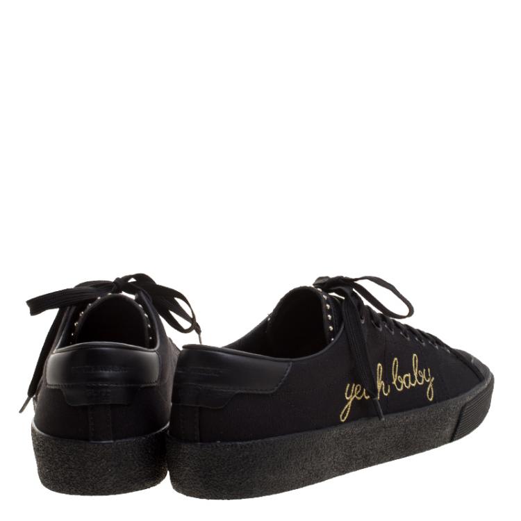 Pre Owned Saint Laurent Paris Black Signature Court Classic Yeah Baby Low Top Sneakers Size 41.5