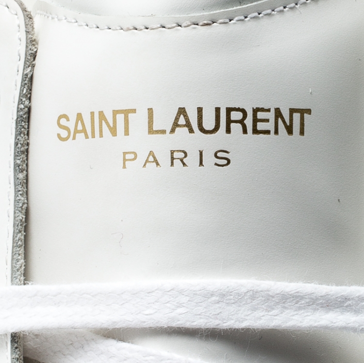Pre Owned Saint Laurent Paris Tricolor Leather And Coarse Glitter Love High Top Sneakers Size 43.5