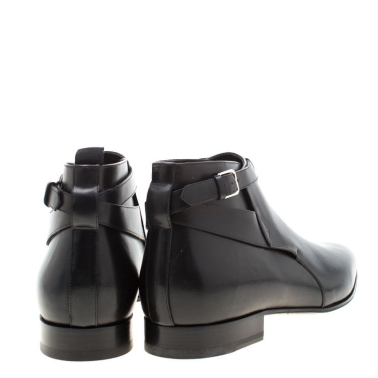 Pre Owned Saint Laurent Paris Black Leather Jodhpur Chelsea Boots Size 43.5