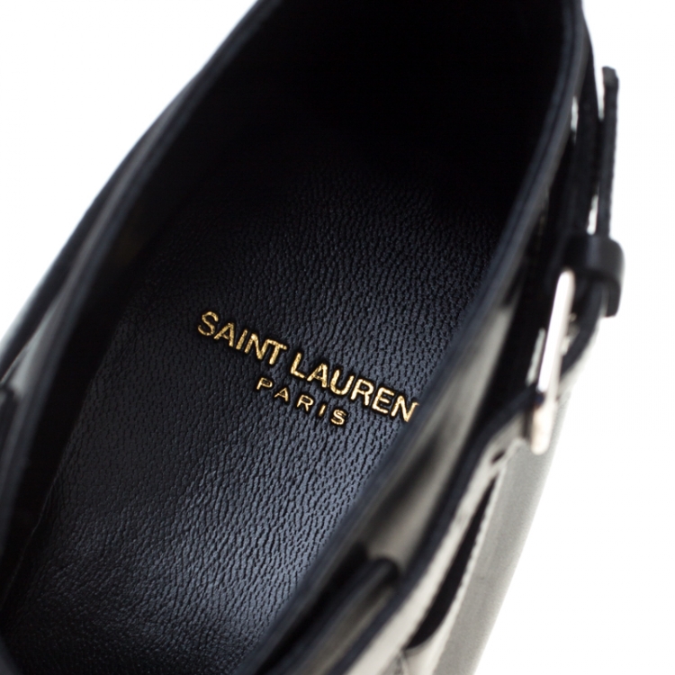 Pre Owned Saint Laurent Paris Black Leather Jodhpur Chelsea Boots Size 43.5