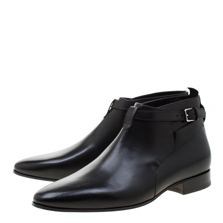 Pre Owned Saint Laurent Paris Black Leather Jodhpur Chelsea Boots Size 43.5