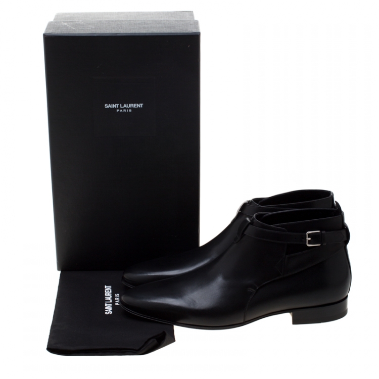 Pre Owned Saint Laurent Paris Black Leather Jodhpur Chelsea Boots Size 43.5