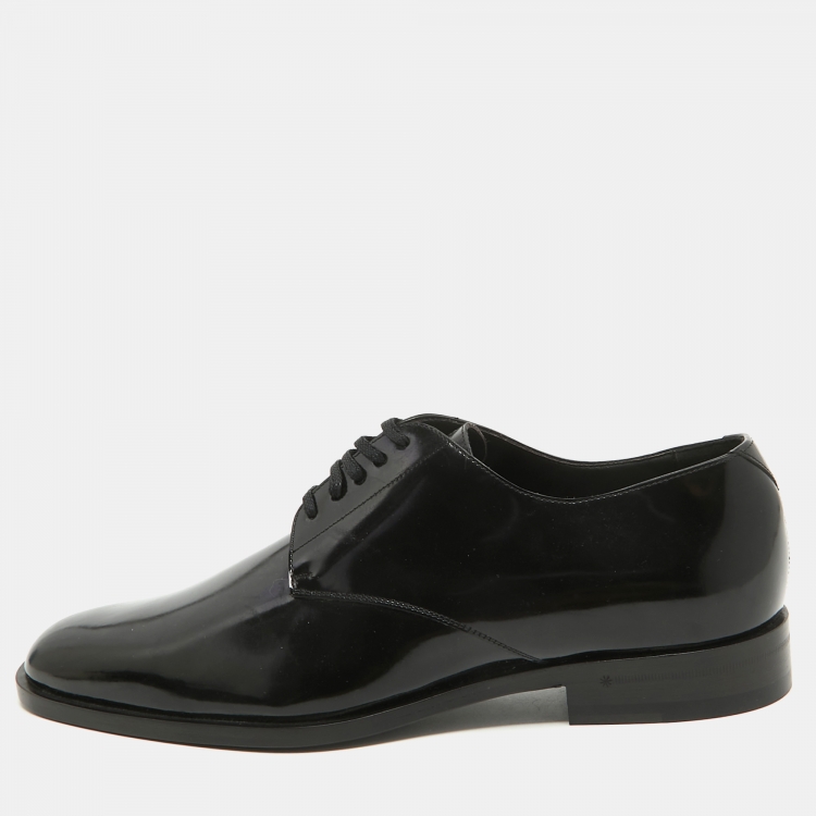 Pre Owned Saint Laurent Black Leather Lace Up Oxfords 43