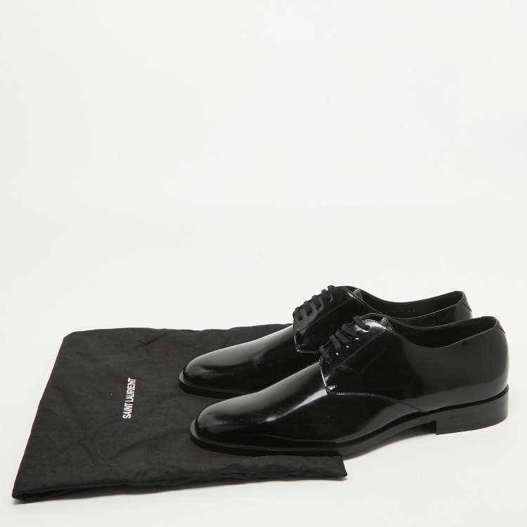 Pre Owned Saint Laurent Black Leather Lace Up Oxfords 43