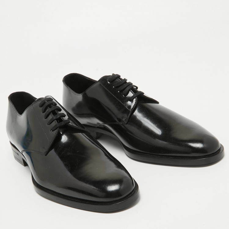 Pre Owned Saint Laurent Black Leather Lace Up Oxfords 43