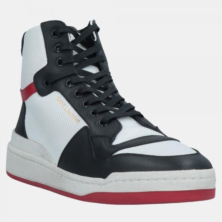 Pre Owned Saint Laurent Leather Two-Tone Lace Up Sneakers 41
