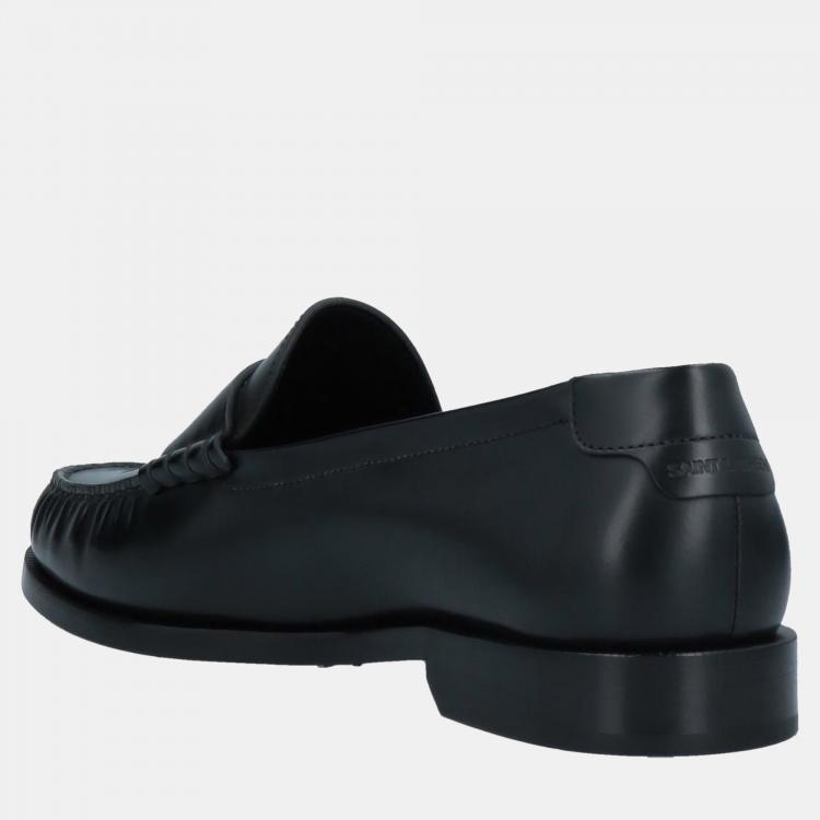 Pre Owned Saint Laurent Black Leather Penny Loafers 45