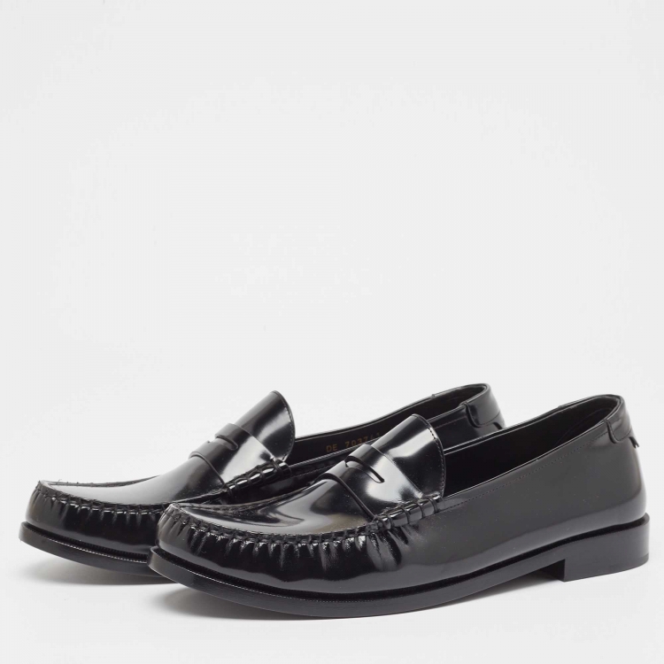 Pre Owned Saint Laurent Black Patent Leather Le Loafers Size 46