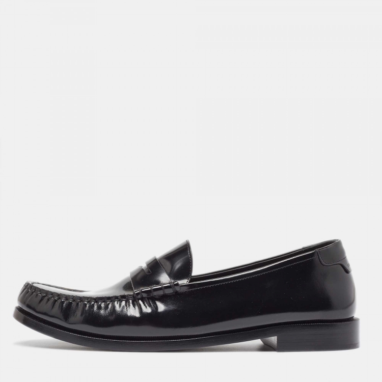 Pre Owned Saint Laurent Black Patent Leather Le Loafers Size 46