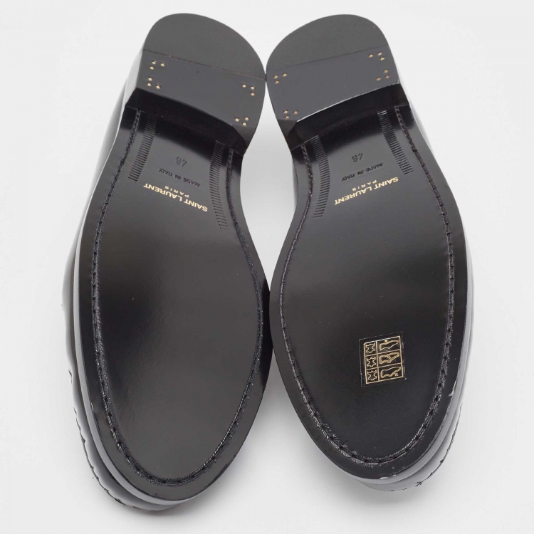 Pre Owned Saint Laurent Black Patent Leather Le Loafers Size 46