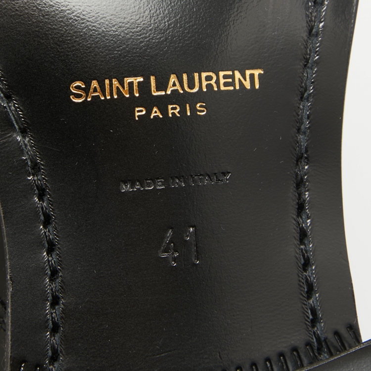 Pre Owned Saint Laurent Black Patent Leather Lace Up Derby Size 41