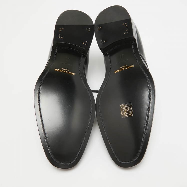 Pre Owned Saint Laurent Black Patent Leather Lace Up Derby Size 41