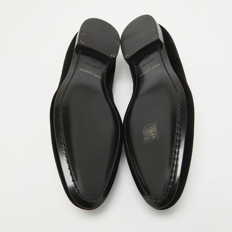 Pre Owned Saint Laurent Black Velvet Smoking Slippers Size 44