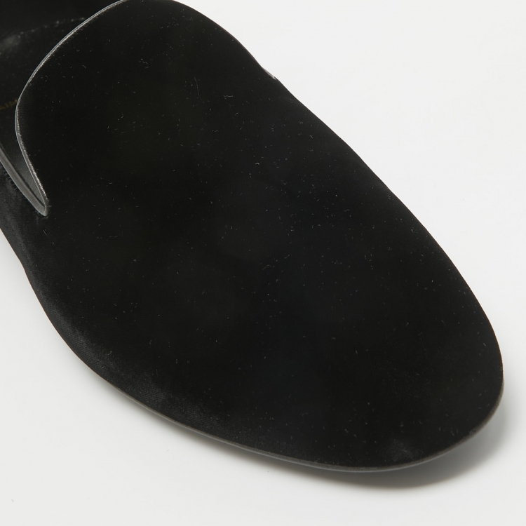 Pre Owned Saint Laurent Black Velvet Smoking Slippers Size 44
