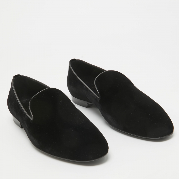 Pre Owned Saint Laurent Black Velvet Smoking Slippers Size 44
