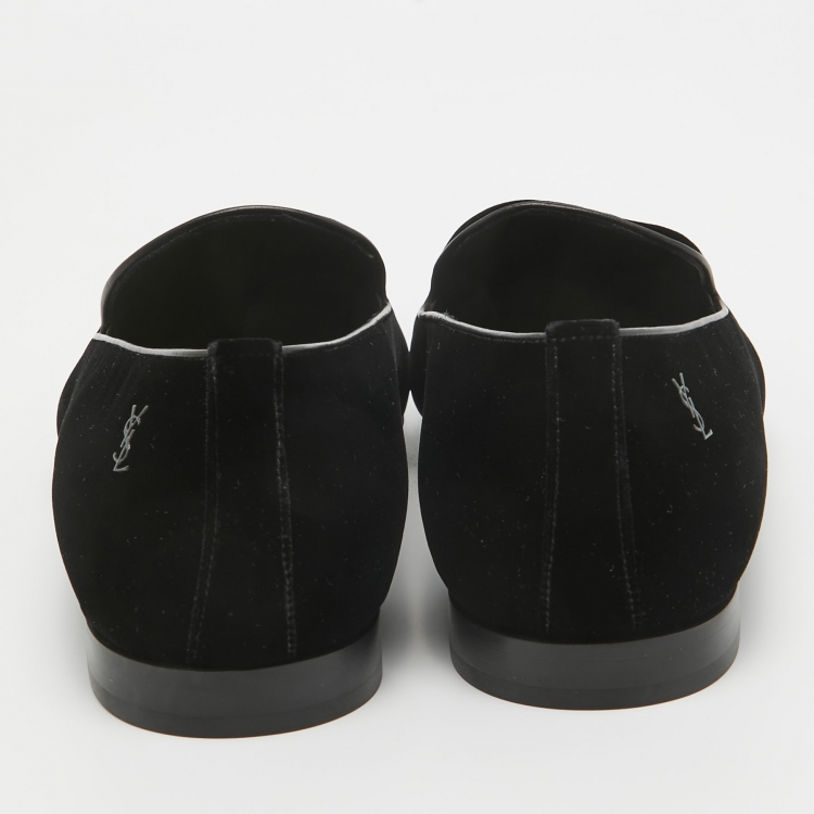 Pre Owned Saint Laurent Black Velvet Smoking Slippers Size 44