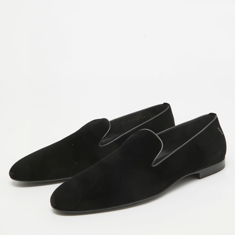 Pre Owned Saint Laurent Black Velvet Smoking Slippers Size 44