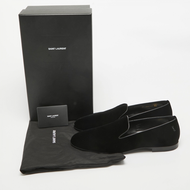 Pre Owned Saint Laurent Black Velvet Smoking Slippers Size 44