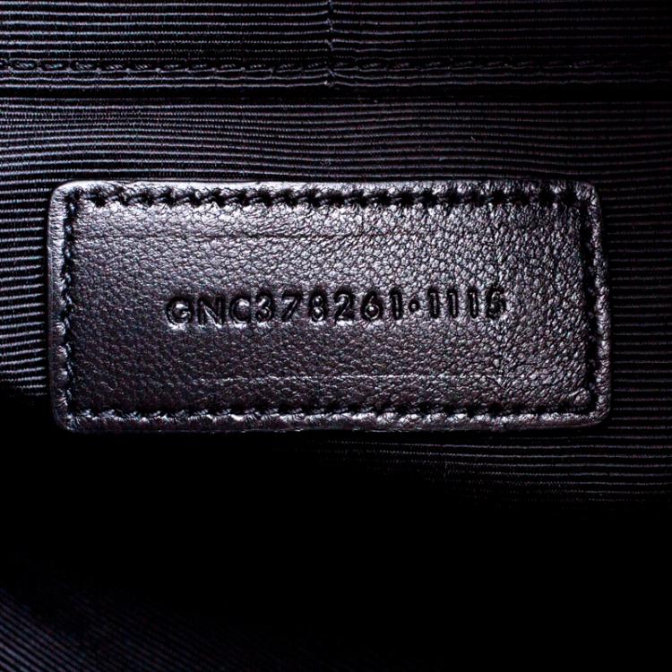Pre Owned Saint Laurent Paris Black Croc Embossed Leather Porte Document