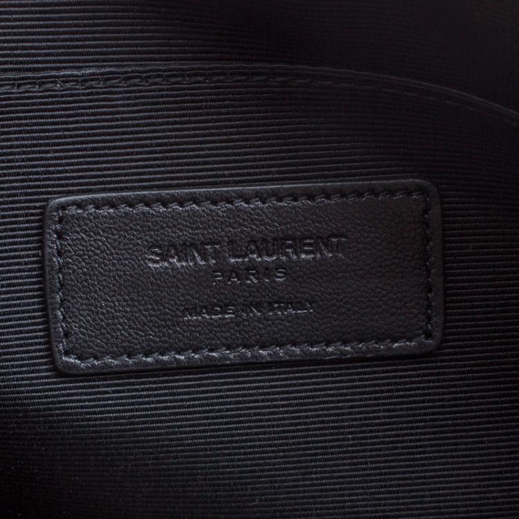 Pre Owned Saint Laurent Paris Black Croc Embossed Leather Porte Document